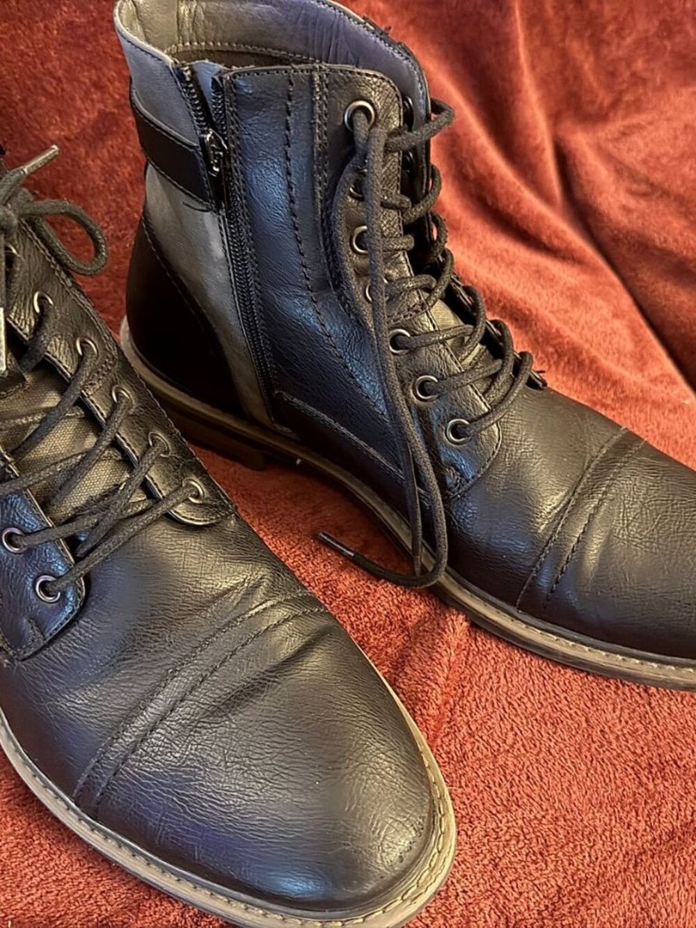 Rush by Gordon Rush Side Buckle Cap Toe Boot, Navy, Size 10.5 (Style 301363)